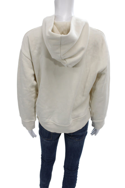 Zara Womens Ivory Pullover Hoodie Crew Neck Long Sleeve Casual Size S