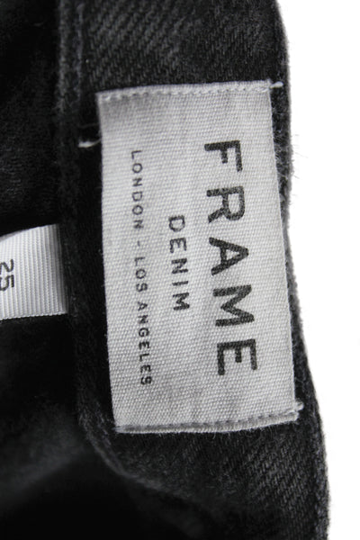 Frame Denim Women Straight Jeans Black Mid Rise 27in 100% Cotton Size 25