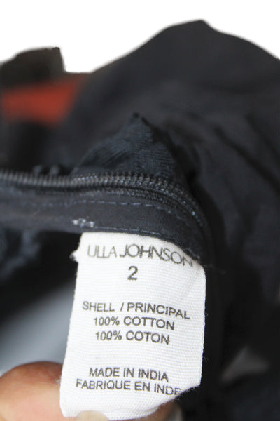Ulla Johnson Women Cropped Tank Black Cotton Sleeveless Tie Size 2