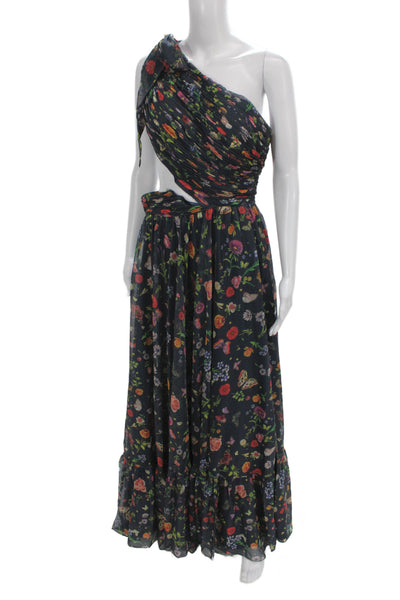 Mac Duggal Womens Multi-Color Floral One Shoulder Maxi Dress Zip Size 6