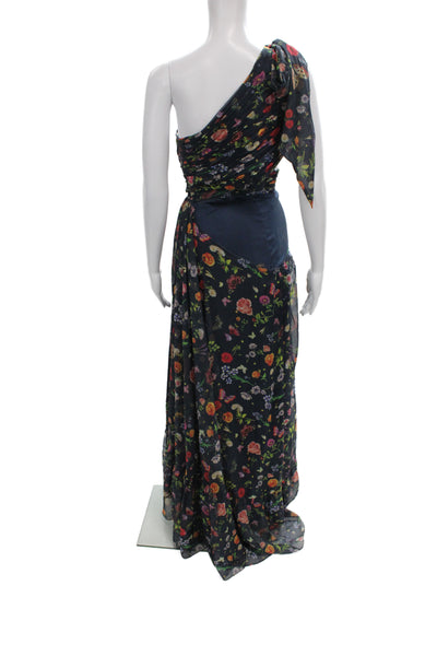 Mac Duggal Womens Multi-Color Floral One Shoulder Maxi Dress Zip Size 6