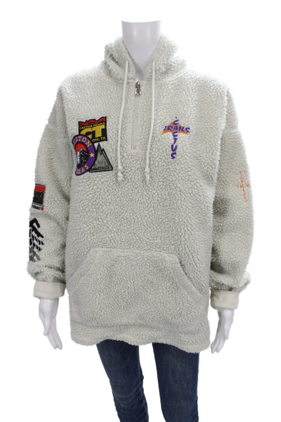 Cactus Jack Unisex Adults Ivory Pullover Hoodie Graphic Drawstring Size L