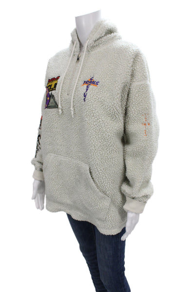 Cactus Jack Unisex Adults Ivory Pullover Hoodie Graphic Drawstring Size L