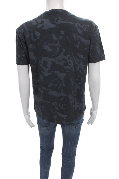 Alexander McQueen Mens T-Shirt Black Camouflage Cotton Skull Size S
