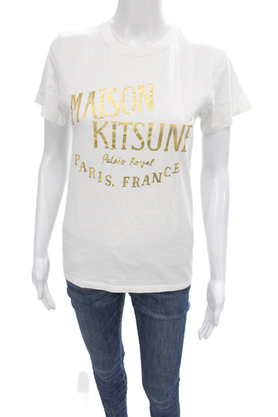 Maison Kitsune Womens Basic White Cotton Crew Neck T-Shirt Size XS