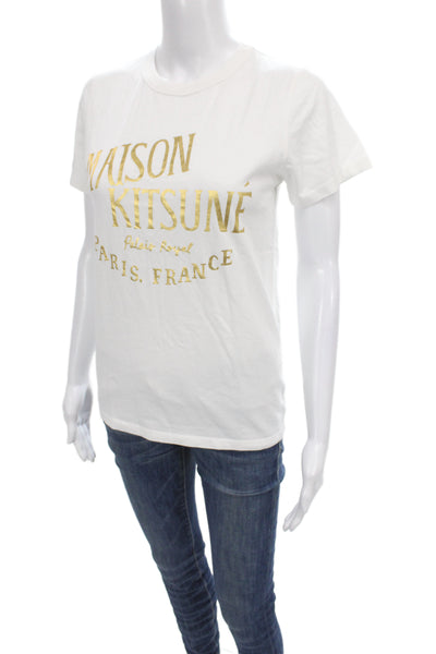 Maison Kitsune Womens Basic White Cotton Crew Neck T-Shirt Size XS