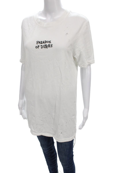 Ksubi Women Jersey T-Shirt White Crew Neck Short Sleeve 100% Cotton Size S