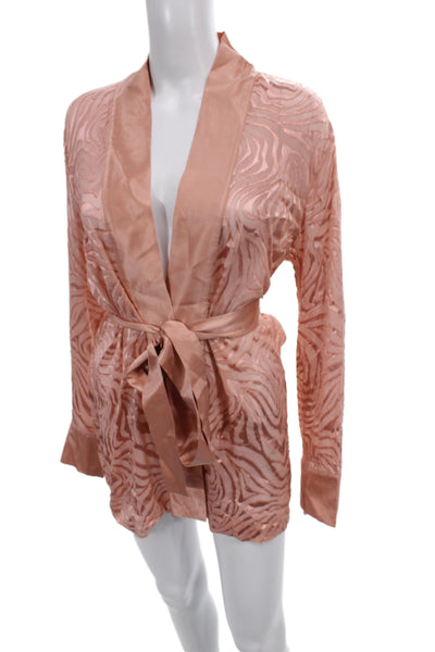 Tell Your Friends Womens Satin Semi Sheer Belted Robe Pink Size XS