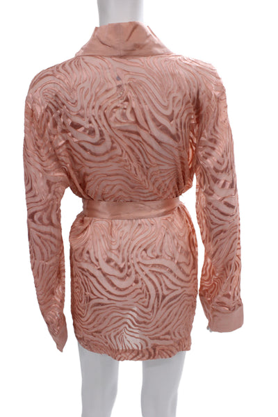 Tell Your Friends Womens Satin Semi Sheer Belted Robe Pink Size XS