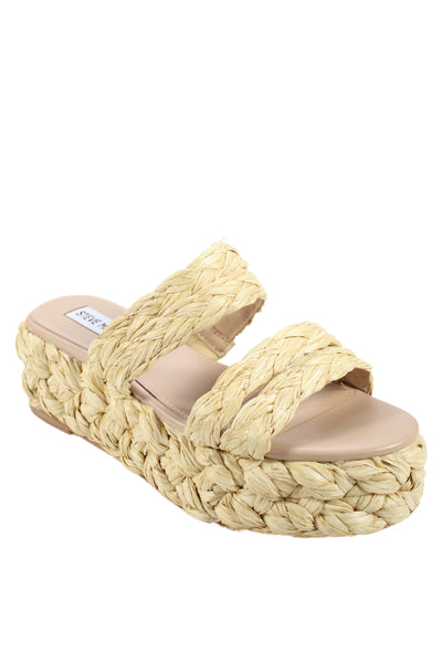 Steve Madden Womens Multi-Strap Platform Sandals Beige Size 8M