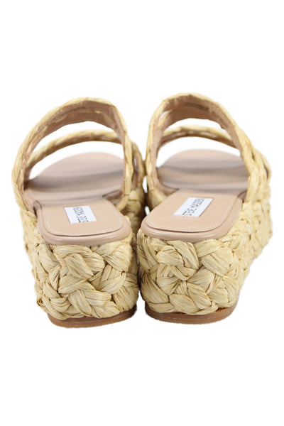 Steve Madden Womens Multi-Strap Platform Sandals Beige Size 8M