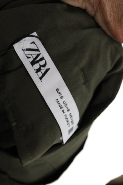 Zara Women Military Cargo Pants Green Buckle Waist Size S