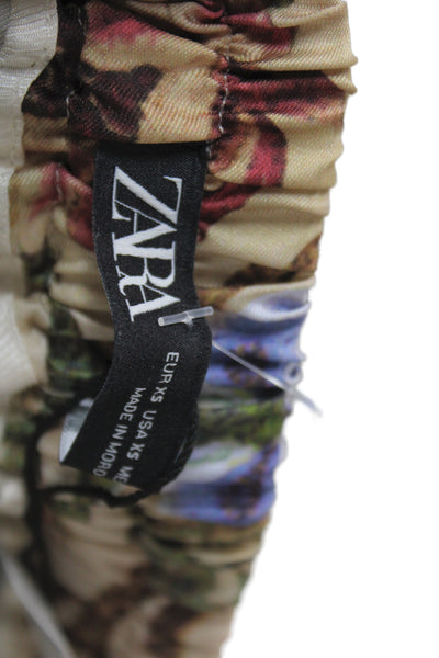 Zara Womens Multicolor Floral Jogger Pants Pull On Polyester Size XS