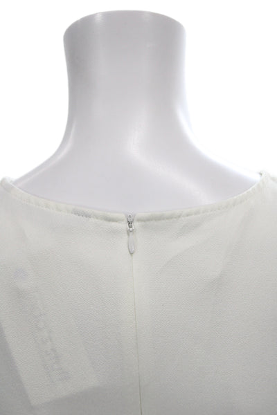 Zara Women Basic White Sleeveless Tank Top Polyester Round Neck Zip Size XS