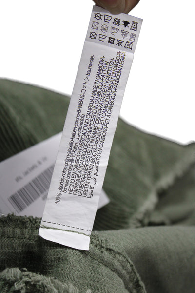 Zara Womens Basic Jacket Green Button 100% Cotton Size XS