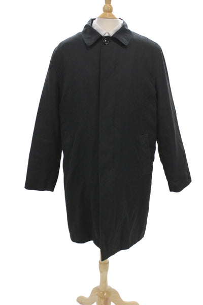 London Fog Mens Black Overcoat Button Closure Classic Size 42