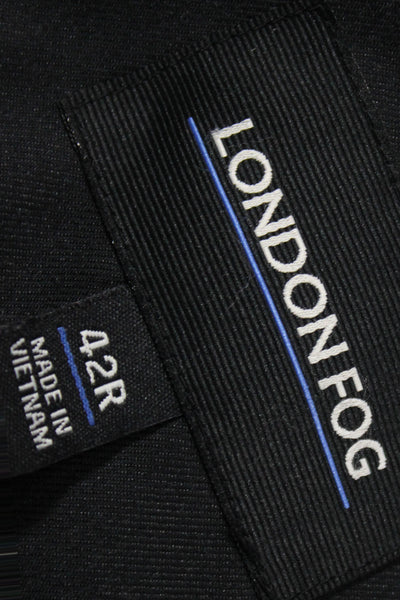 London Fog Mens Black Overcoat Button Closure Classic Size 42