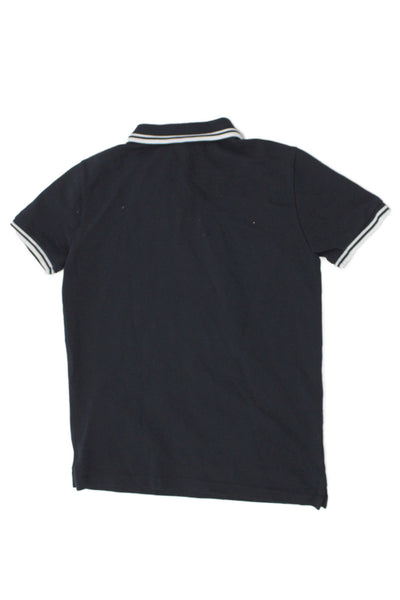 Moncler Boys Short Sleeve Collared Logo Polo Shirt Navy Cotton Size 12