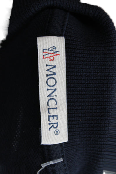 Moncler Boys Short Sleeve Collared Logo Polo Shirt Navy Cotton Size 12