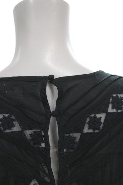 Amuse Society Womens Tunic Blouse Black Argyle 3/4 Sleeve Boho Viscose Size S