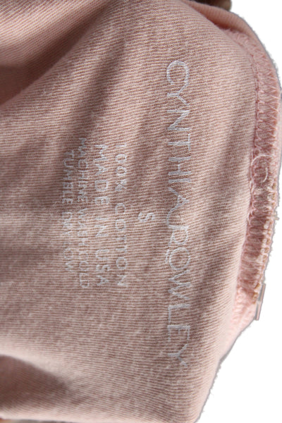 Cynthia Rowley Women Pink Colorblock T-Shirt Cotton Short Sleeve Size S