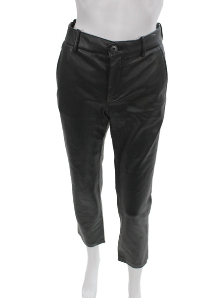 Zara Women Ankle Pants Black Button 100% Polyurethane Casual Size S