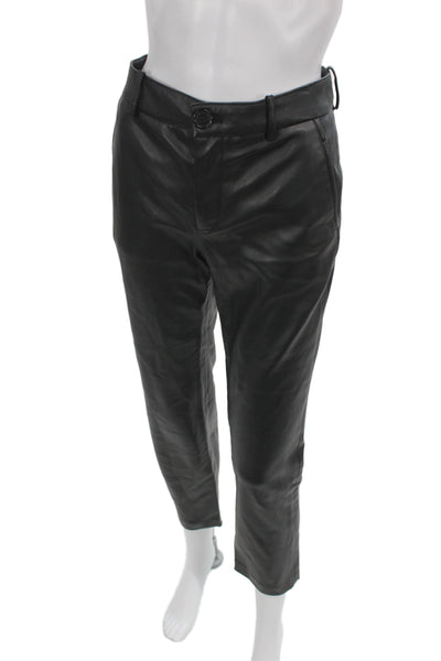 Zara Women Ankle Pants Black Button 100% Polyurethane Casual Size S