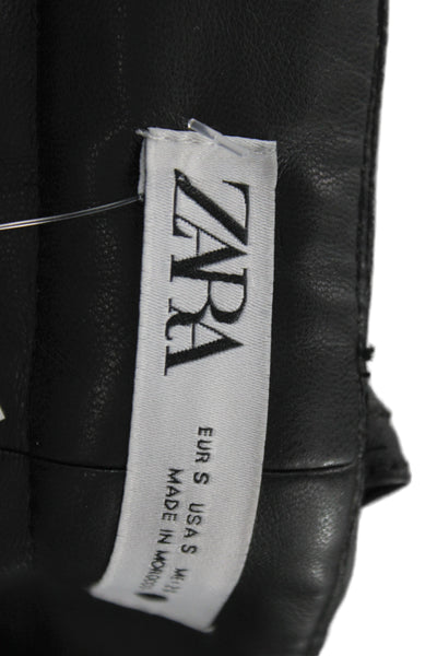 Zara Women Ankle Pants Black Button 100% Polyurethane Casual Size S