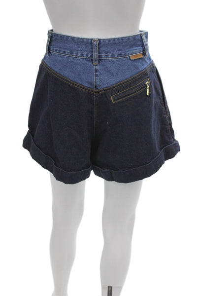 Zimmermann Womens Blue Colorblock Cotton Button Casual Shorts Size 0