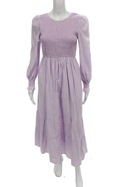 Pomander Place Womens Maxi Dress Purple Cotton Long Sleeve Button Size S