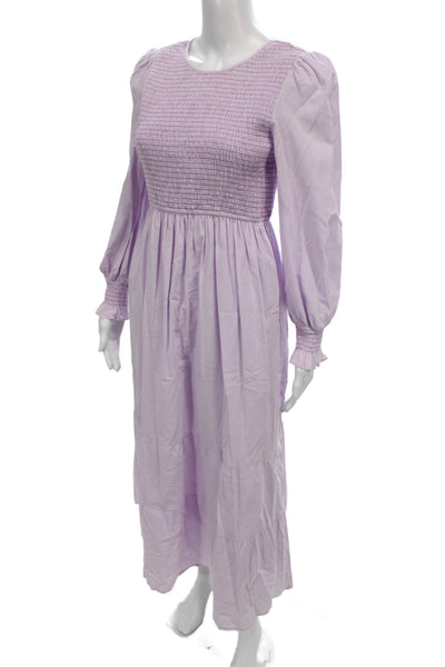 Pomander Place Womens Maxi Dress Purple Cotton Long Sleeve Button Size S