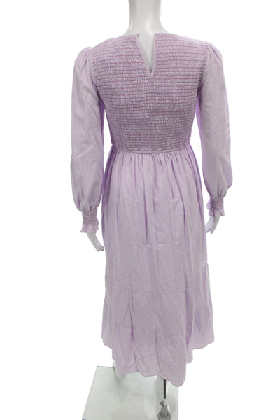 Pomander Place Womens Maxi Dress Purple Cotton Long Sleeve Button Size S