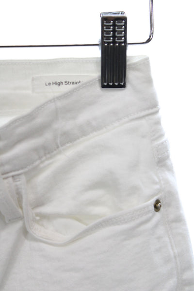 Frame Womens Straight Jeans High Waist White Button Size 26
