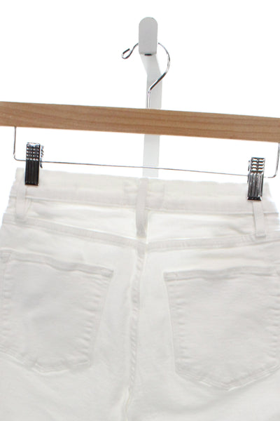 Frame Womens Straight Jeans High Waist White Button Size 26