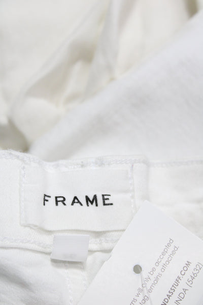 Frame Womens Straight Jeans High Waist White Button Size 26