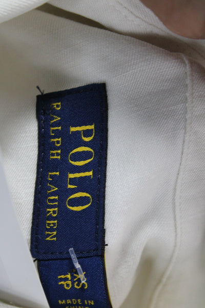 Polo Ralph Lauren Women Tunic Button-Up White Linen Collared 3/4 Sleeve Size XS