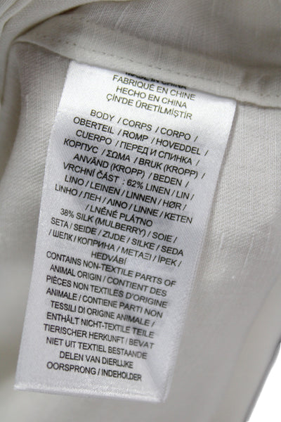 Polo Ralph Lauren Women Tunic Button-Up White Linen Collared 3/4 Sleeve Size XS