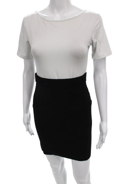 Theory Womens Straight Pencil Skirt Black Viscose Pull On Size PP