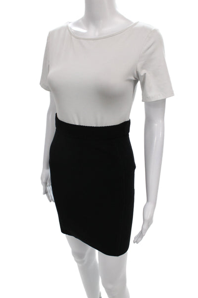 Theory Womens Straight Pencil Skirt Black Viscose Pull On Size PP