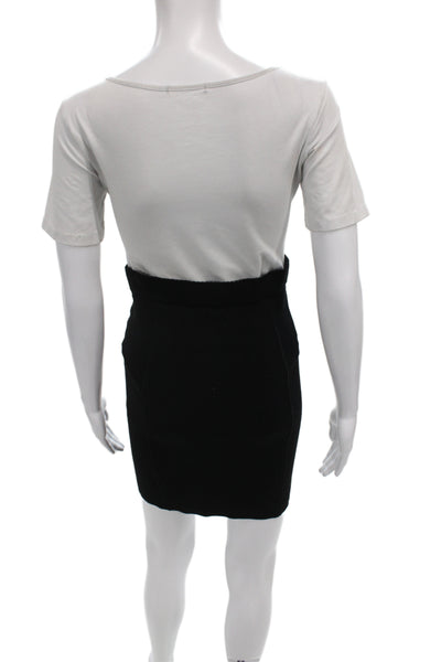 Theory Womens Straight Pencil Skirt Black Viscose Pull On Size PP