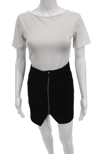 IRO Womens Mini Skirt Black Zip Acetate Size 38