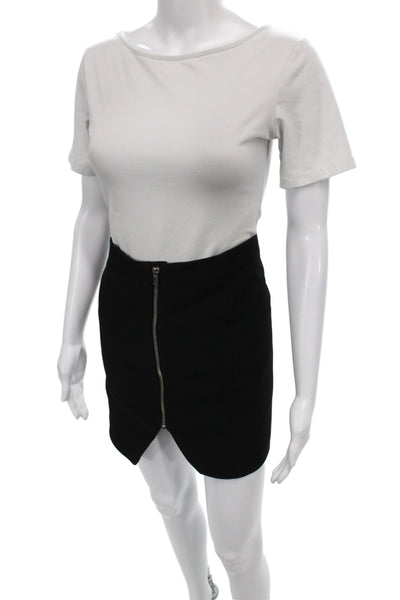 IRO Womens Mini Skirt Black Zip Acetate Size 38