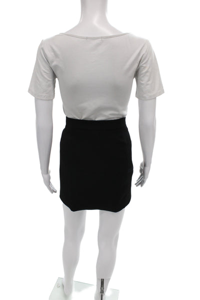 IRO Womens Mini Skirt Black Zip Acetate Size 38