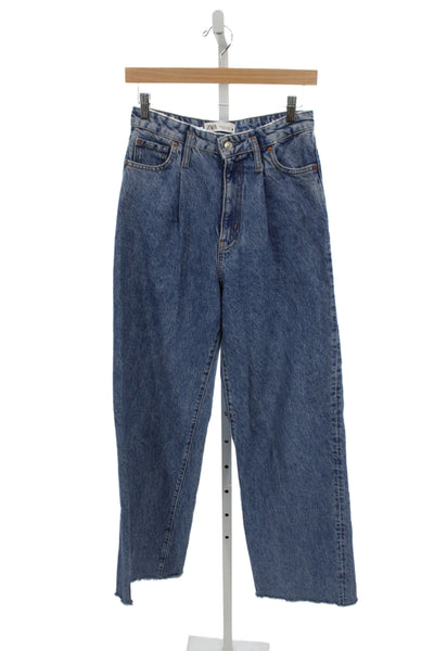 Zara Womens Mom Jeans Blue High Rise Lyocell Inseam 30 Size 4