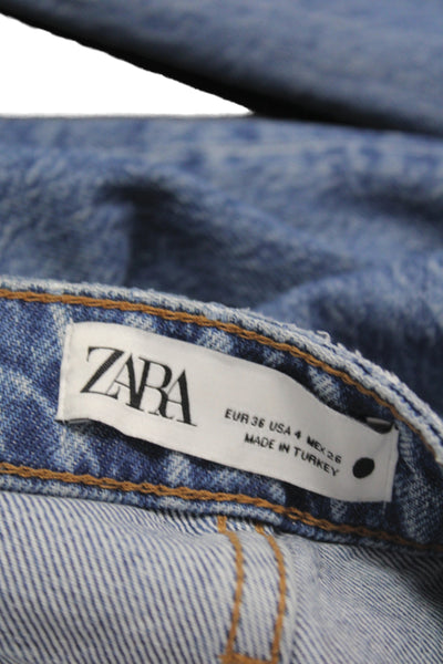 Zara Womens Mom Jeans Blue High Rise Lyocell Inseam 30 Size 4