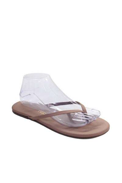 TKEES Womens Leather Thong Slide On Sandals Mocha Brown Size 9