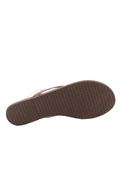 TKEES Womens Leather Thong Slide On Sandals Mocha Brown Size 9