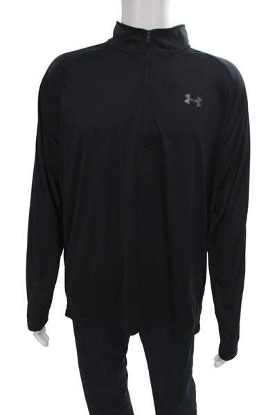 Under Armour Mens 1/2 Zipper Turtleneck Shirt Black Size Extra Extra Large
