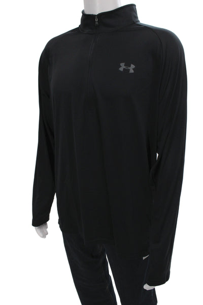 Under Armour Mens 1/2 Zipper Turtleneck Shirt Black Size Extra Extra Large