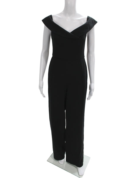 Black Halo Womens Off Shoulder Sleeveless Jumpsuit Black Zip Size S